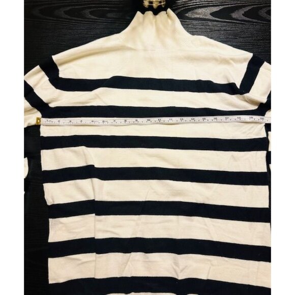 Steve Madden Striped Turtleneck Oversize Flowy Knit Pullover Ribbed Sweater M - Picture 6 of 8